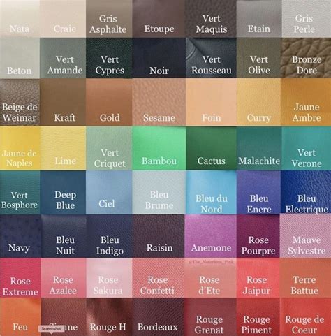 hermes swift leather colors|Hermes leather color chart.